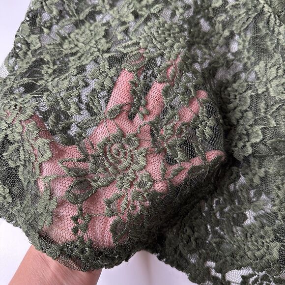 Vtg Double Take Sheer Mesh Cardigan Vest One Size Green Lace Fairy Goblincore - Picture 7 of 11
